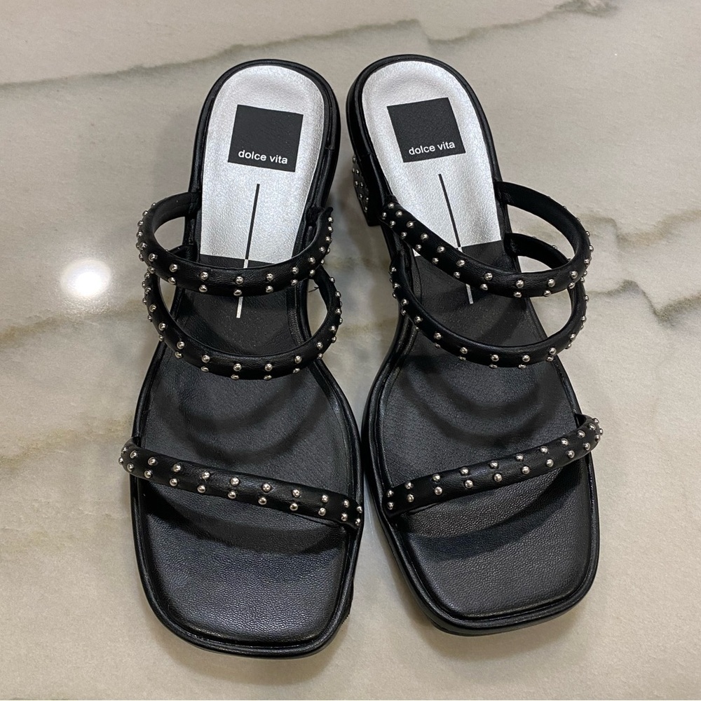 Dolce Vita Sandals Size 8.5 Studded Faux Leather - Picture 2 of 15